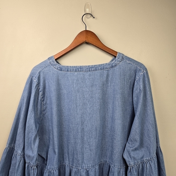 LANEBRYANT‎ Chambray Bell Sleeve V-neck Blouse Blue Womens Plus Sz 18/20 - Picture 7 of 12